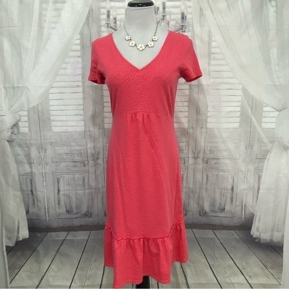 Boden Size 6 Reg Melissa Jersey Knit Polka Dot Dress Strawberry Pink Gold EUC - Picture 2 of 8